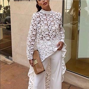 Elegant White Lace Tunic Top